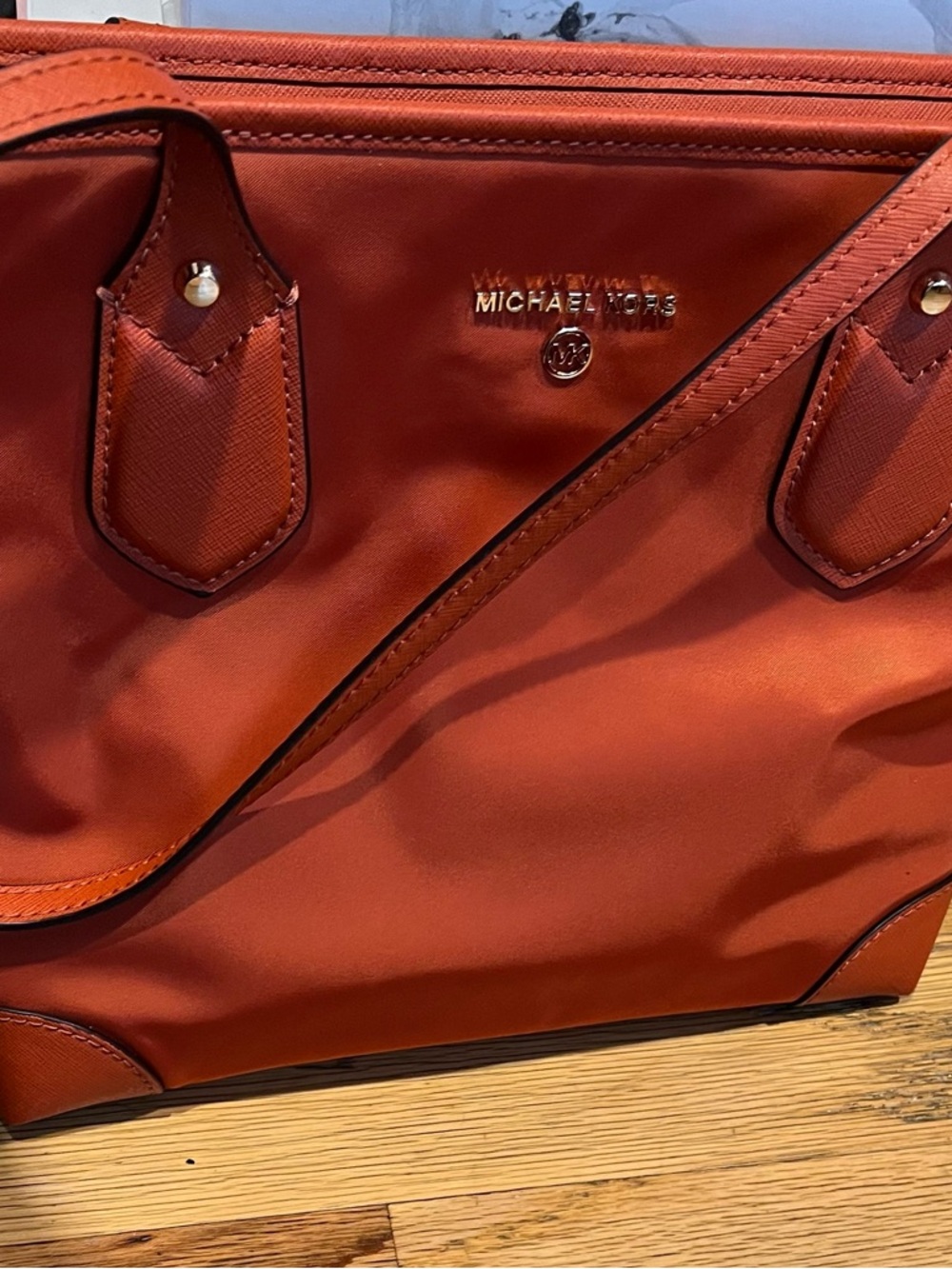 Michael Kors Orange Eva Small Nylon Gabardine Tote Bag